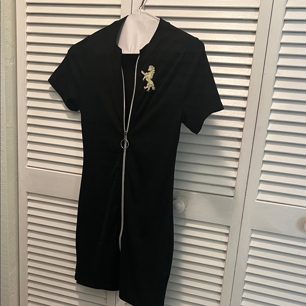# 0519 + Black Short Sleeve Dress W/ Sew On WHT Art by Julie Lee Nersinger
